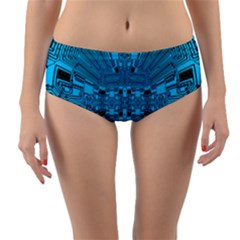 Technology Board Trace Digital Reversible Mid-waist Bikini Bottoms by Wegoenart