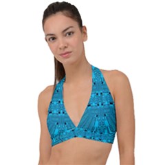 Technology Board Trace Digital Halter Plunge Bikini Top