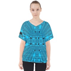 Technology Board Trace Digital V-neck Dolman Drape Top by Wegoenart