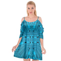 Technology Board Trace Digital Cutout Spaghetti Strap Chiffon Dress by Wegoenart