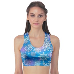 Snowflake Background Blue Purple Sports Bra by Wegoenart