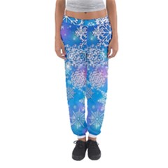 Snowflake Background Blue Purple Women s Jogger Sweatpants by Wegoenart