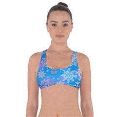 Snowflake Background Blue Purple Got No Strings Sports Bra by Wegoenart