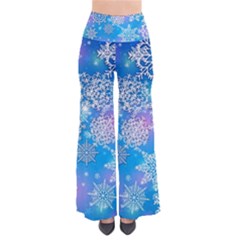 Snowflake Background Blue Purple So Vintage Palazzo Pants by Wegoenart