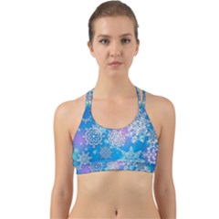 Snowflake Background Blue Purple Back Web Sports Bra by Wegoenart