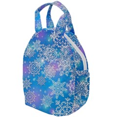 Snowflake Background Blue Purple Travel Backpacks