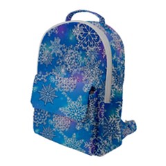 Snowflake Background Blue Purple Flap Pocket Backpack (large)