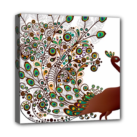 Peacock Graceful Bird Animal Mini Canvas 8  X 8  (stretched) by Wegoenart