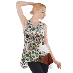 Peacock Graceful Bird Animal Side Drop Tank Tunic by Wegoenart