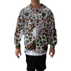 Peacock Graceful Bird Animal Hooded Windbreaker (kids) by Wegoenart