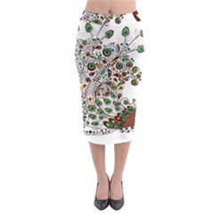 Peacock Graceful Bird Animal Midi Pencil Skirt by Wegoenart