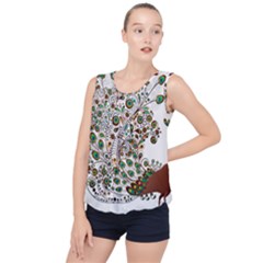 Peacock Graceful Bird Animal Bubble Hem Chiffon Tank Top