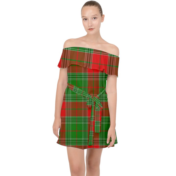 Lumberjack Plaid Buffalo Plaid Off Shoulder Chiffon Dress