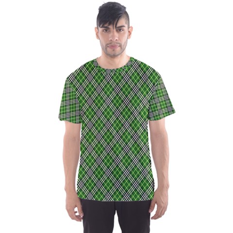 Lumberjack Plaid Buffalo Plaid Green White Men s Sports Mesh Tee by Wegoenart