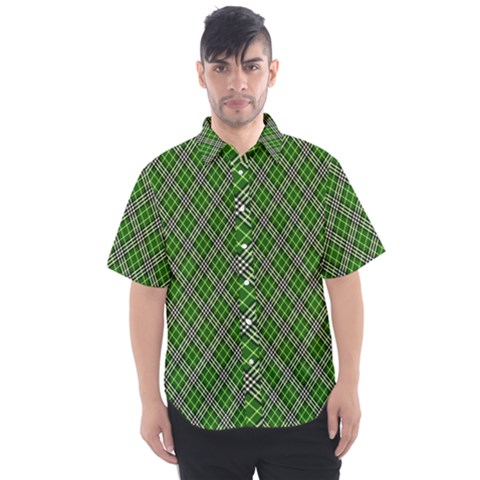 Lumberjack Plaid Buffalo Plaid Green White Men s Short Sleeve Shirt by Wegoenart