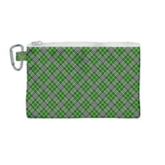 Lumberjack Plaid Buffalo Plaid Green White Canvas Cosmetic Bag (medium) by Wegoenart