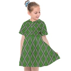 Lumberjack Plaid Buffalo Plaid Green White Kids  Sailor Dress by Wegoenart