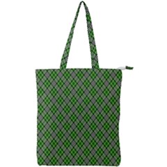 Lumberjack Plaid Buffalo Plaid Green White Double Zip Up Tote Bag by Wegoenart