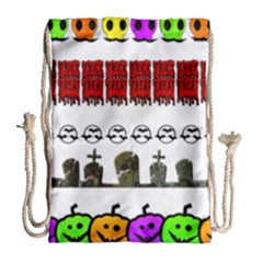 Halloween Borders Trick Or Treat Drawstring Bag (Large)