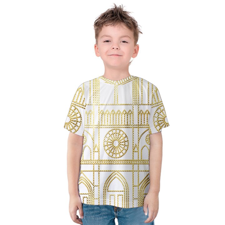 Gold Foil Notre Dame Church Paris Kids  Cotton Tee