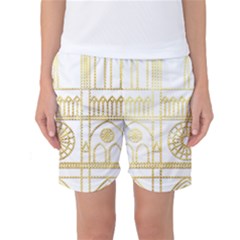 Gold Foil Notre Dame Church Paris Women s Basketball Shorts by Wegoenart