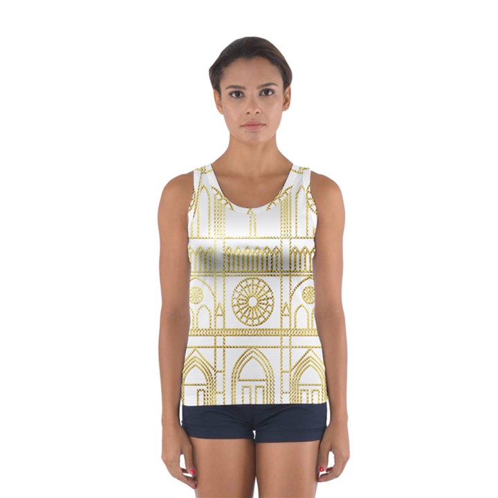 Gold Foil Notre Dame Church Paris Sport Tank Top 