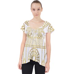 Gold Foil Notre Dame Church Paris Lace Front Dolly Top