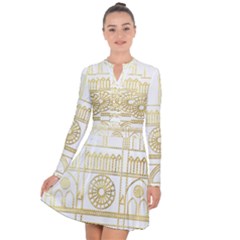 Gold Foil Notre Dame Church Paris Long Sleeve Panel Dress by Wegoenart