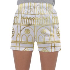 Gold Foil Notre Dame Church Paris Sleepwear Shorts by Wegoenart