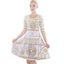 Gold Foil Notre Dame Church Paris Quarter Sleeve A-Line Dress View1