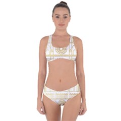 Gold Foil Notre Dame Church Paris Criss Cross Bikini Set by Wegoenart