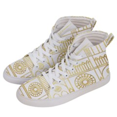 Gold Foil Notre Dame Church Paris Men s Hi-top Skate Sneakers by Wegoenart