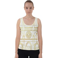 Gold Foil Notre Dame Church Paris Velvet Tank Top by Wegoenart