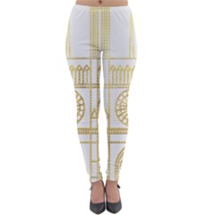 Gold Foil Notre Dame Church Paris Lightweight Velour Leggings by Wegoenart