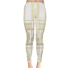 Gold Foil Notre Dame Church Paris Inside Out Leggings by Wegoenart