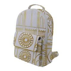 Gold Foil Notre Dame Church Paris Flap Pocket Backpack (large)