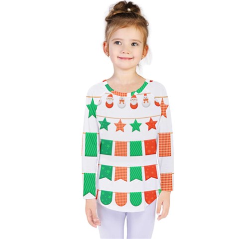 Christmas Bunting Banners Tassel Kids  Long Sleeve Tee by Wegoenart