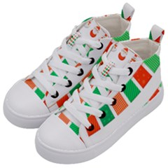 Christmas Bunting Banners Tassel Kid s Mid-top Canvas Sneakers