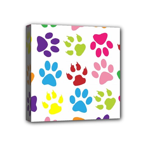 Paw Print Paw Prints Background Mini Canvas 4  X 4  (stretched) by Wegoenart