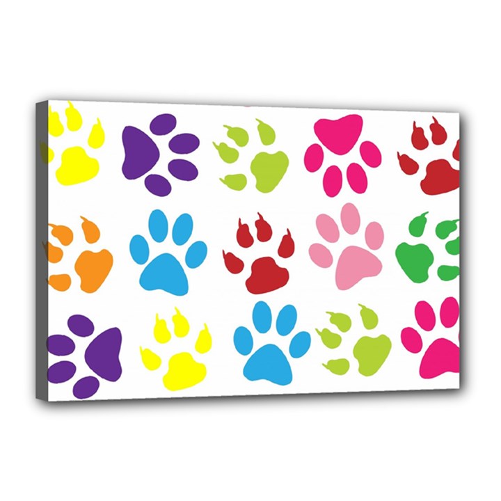 Paw Print Paw Prints Background Canvas 18  x 12  (Stretched)