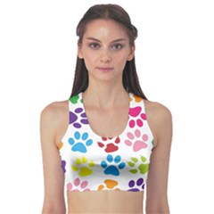 Paw Print Paw Prints Background Sports Bra by Wegoenart