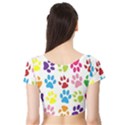 Paw Print Paw Prints Background Short Sleeve Crop Top View2