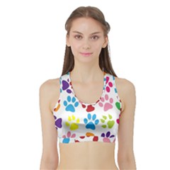 Paw Print Paw Prints Background Sports Bra With Border by Wegoenart