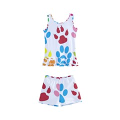 Paw Print Paw Prints Background Kid s Boyleg Swimsuit