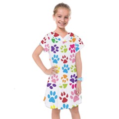 Paw Print Paw Prints Background Kids  Drop Waist Dress