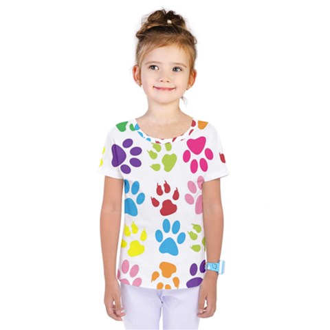 Paw Print Paw Prints Background Kids  One Piece Tee by Wegoenart