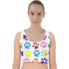 Paw Print Paw Prints Background Velvet Racer Back Crop Top by Wegoenart