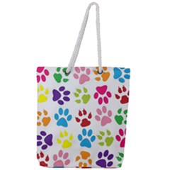 Paw Print Paw Prints Background Full Print Rope Handle Tote (large) by Wegoenart