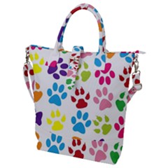 Paw Print Paw Prints Background Buckle Top Tote Bag by Wegoenart