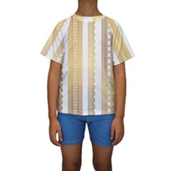 Lace Gold Euclidean Vector Kids  Short Sleeve Swimwear by Wegoenart